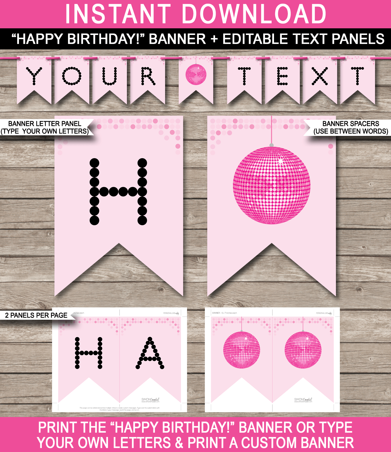 Dance Party Banner Template – Pink Intended For Diy Party Banner Template