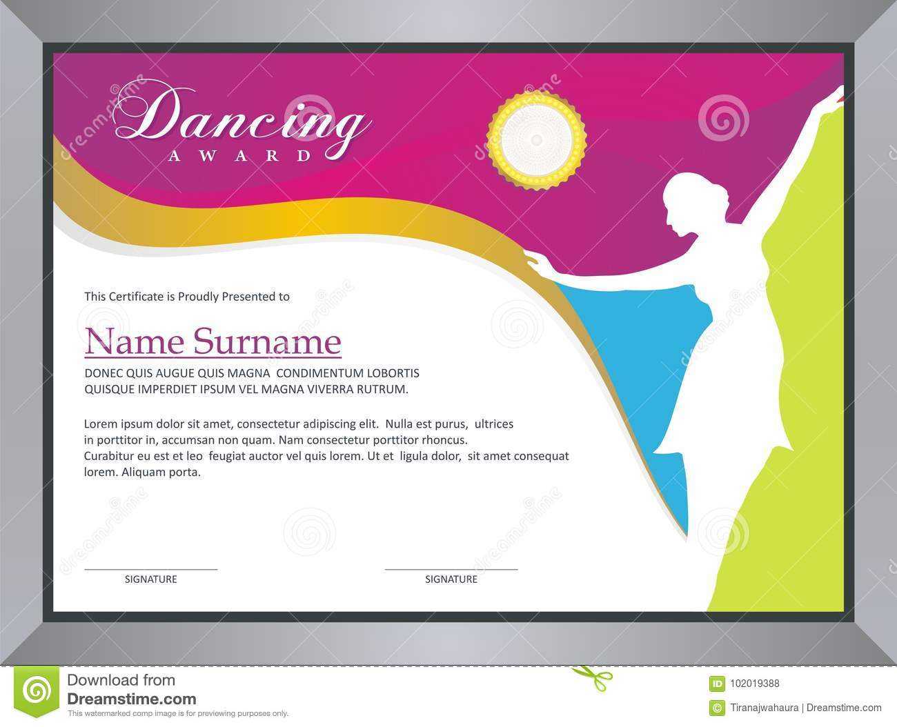 Dancing Award Stock Vector. Illustration Of Ballet Intended For Dance Certificate Template