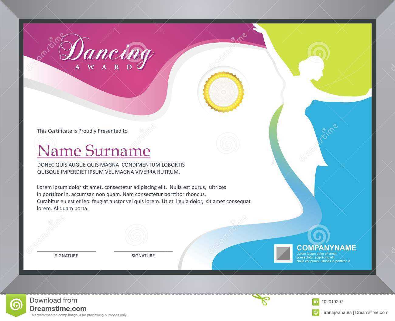 Dancing Certificate Stock Vector. Illustration Of Pertaining To Dance Certificate Template