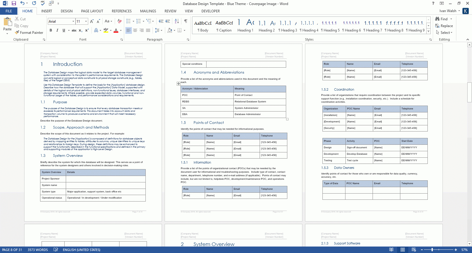 Database Design Document (Ms Word Template + Ms Excel Data Pertaining To Information Mapping Word Template