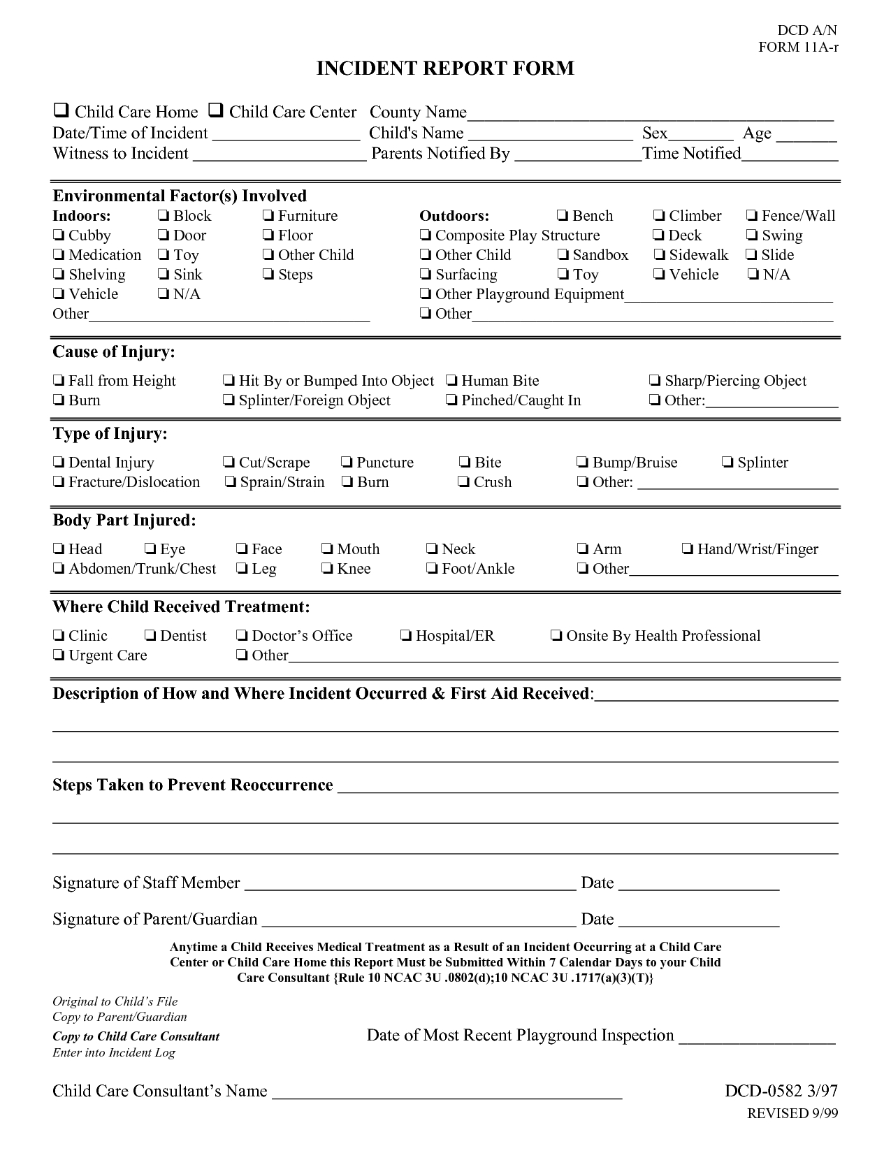 Daycare Accident Report Form | Incident Report Form Child For Medication Incident Report Form Template