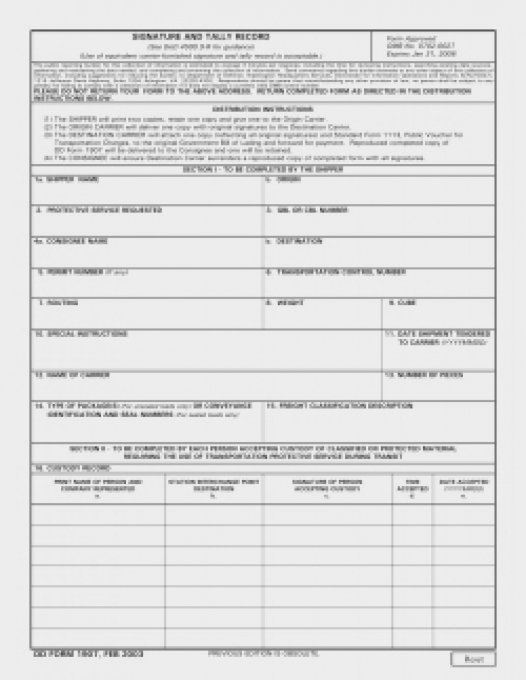 Dd Form 2505 2506 2508 2501 Instructions Courier Card In Dd Form 2501 Courier Authorization Card Template