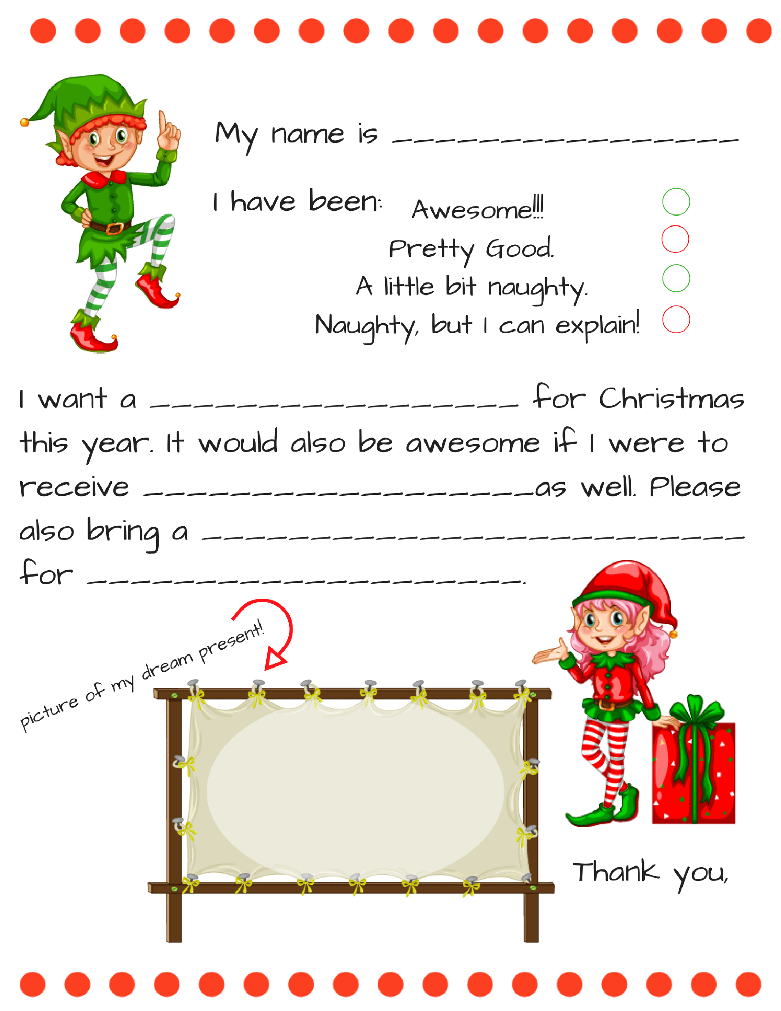 Dear Santa Fill In Letter Template – Throughout Blank Letter From Santa Template