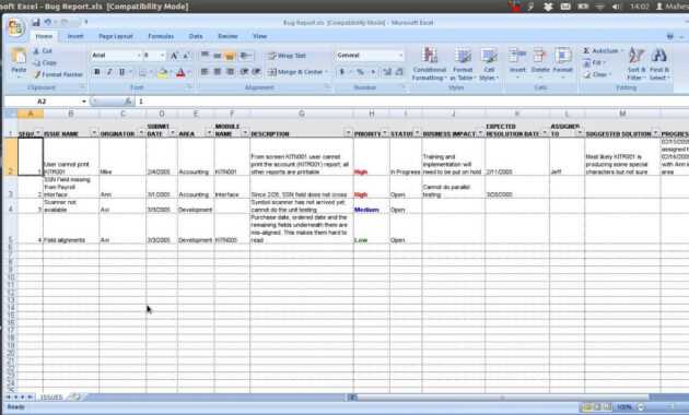 Defect Tracking Template Xls for Defect Report Template Xls