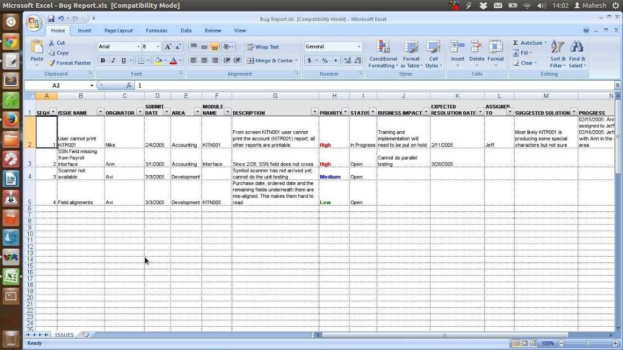Defect Tracking Template Xls Throughout Software Test Report Template Xls
