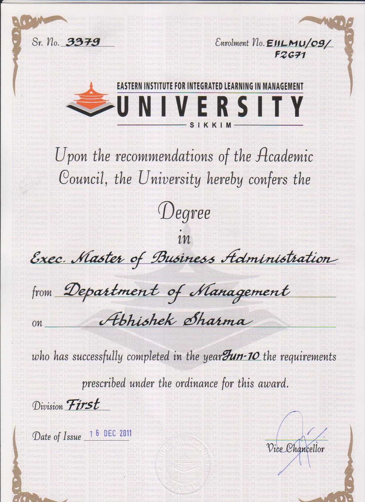Degree: Degree Certificate Sample Degree Certificates Pertaining To University Graduation Certificate Template