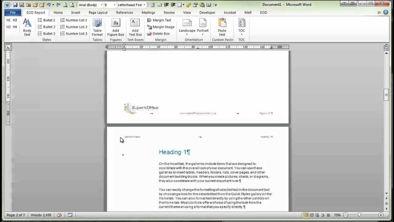 Demonstration Of Word Report Template In Microsoft Word Templates Reports