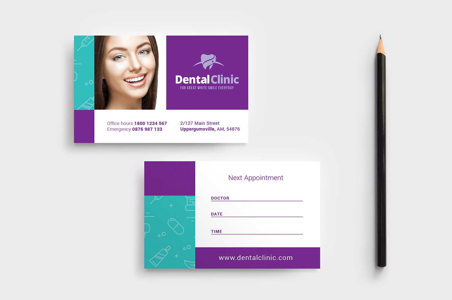 Dental Clinic Appointment Card Template In Psd, Ai & Vector For Dentist Appointment Card Template