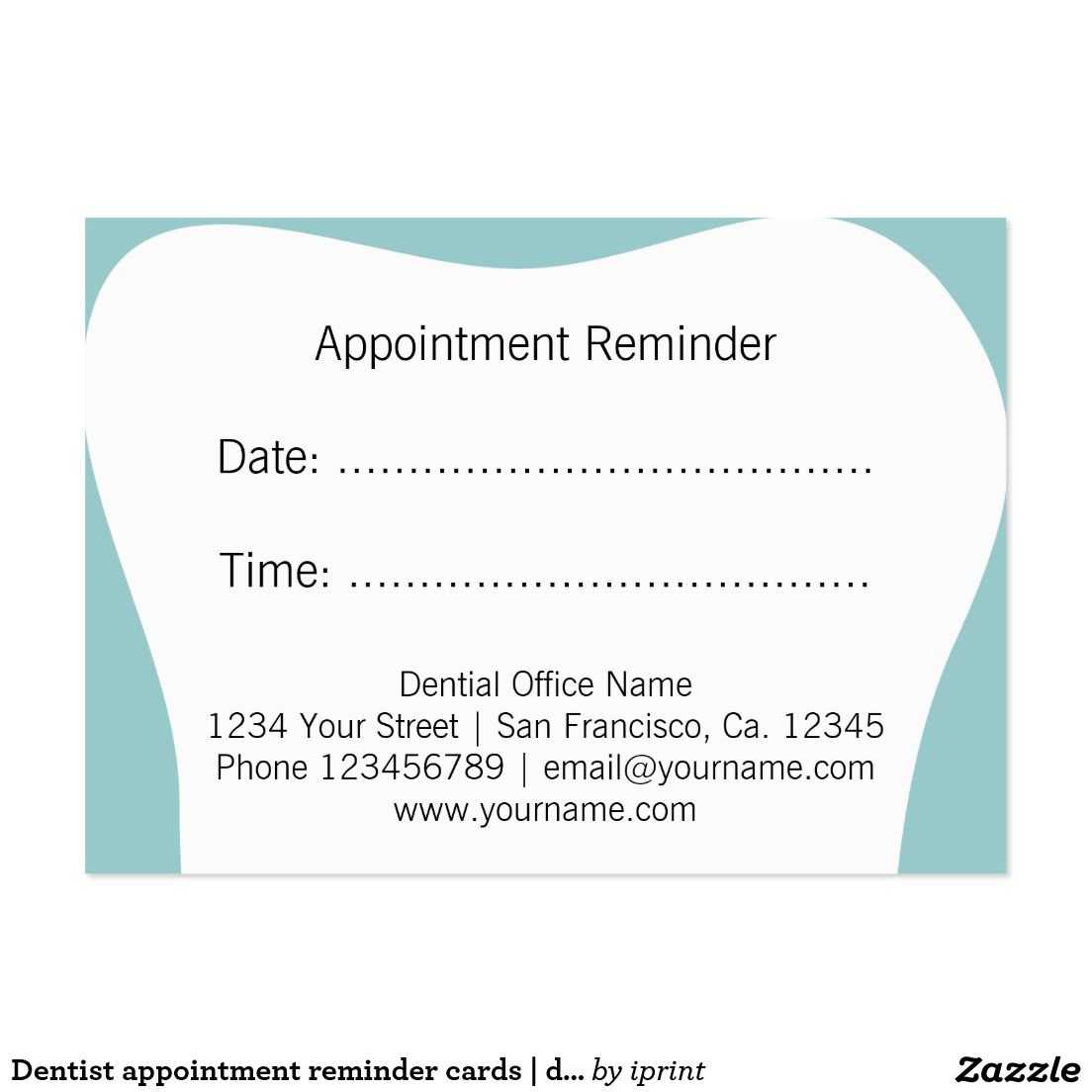 Dentist Appointment Reminder Cards | Dental Office | Zazzle With Dentist Appointment Card Template