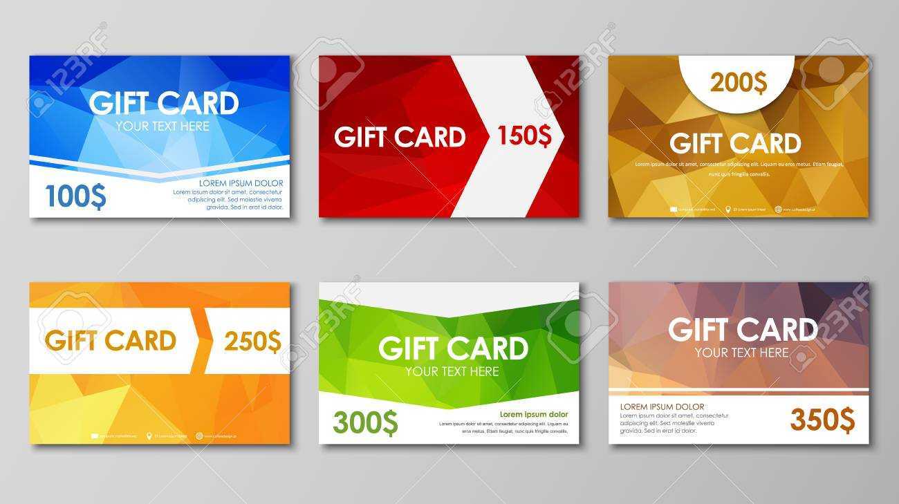 Design Of Colored Polygonal Gift Cards. Templates Of Different.. Within Advertising Cards Templates