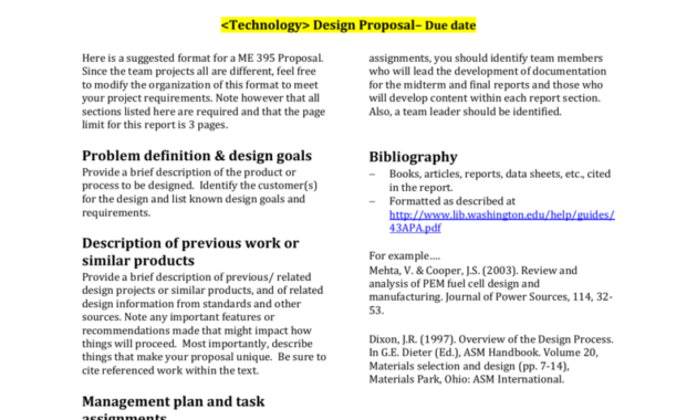 Design Report Template - University Of Washington for Section 7 Report Template