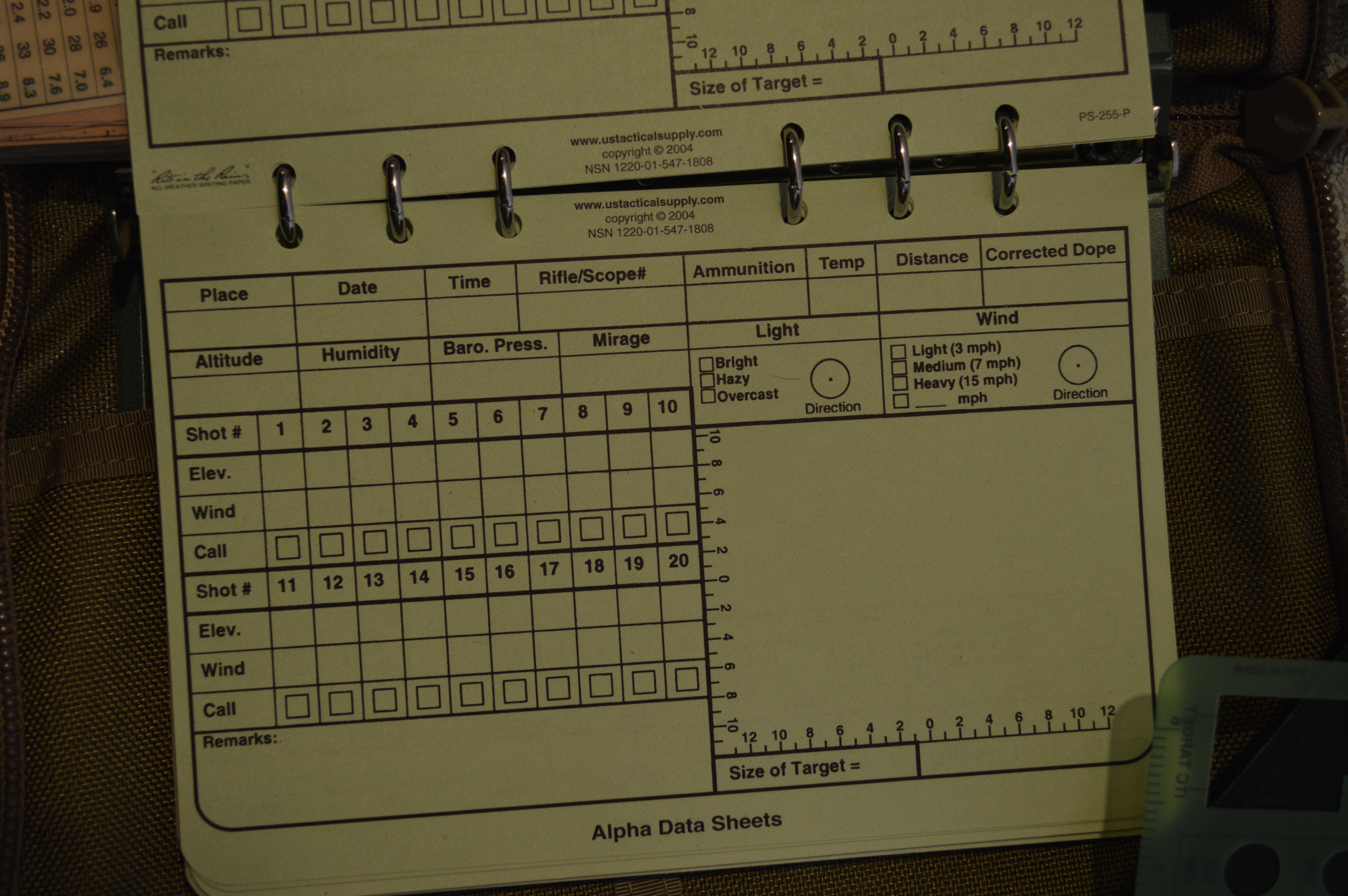 Designated Marksman Data Log Book | Gunner's Mate & Edm's Within Dope Card Template