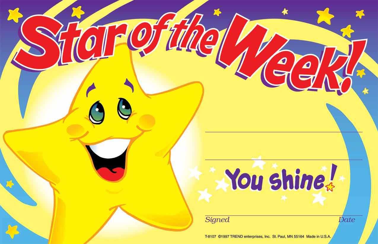 Details About 30 Childrens Star Of The Week 'you Shine' Reward Recognition  Certificate Awards Within Star Of The Week Certificate Template