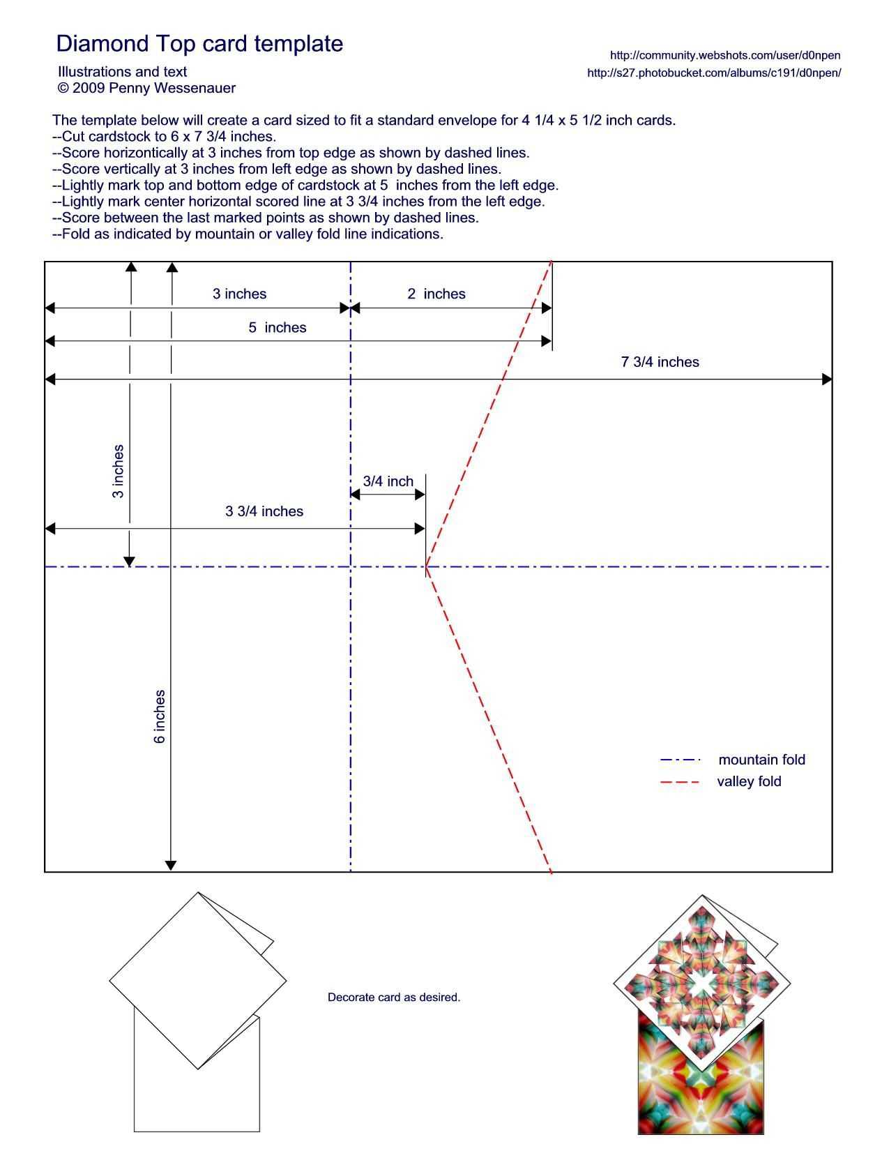 Diamond Topped Card Template – To Fit A Standard A2 Card Intended For A2 Card Template