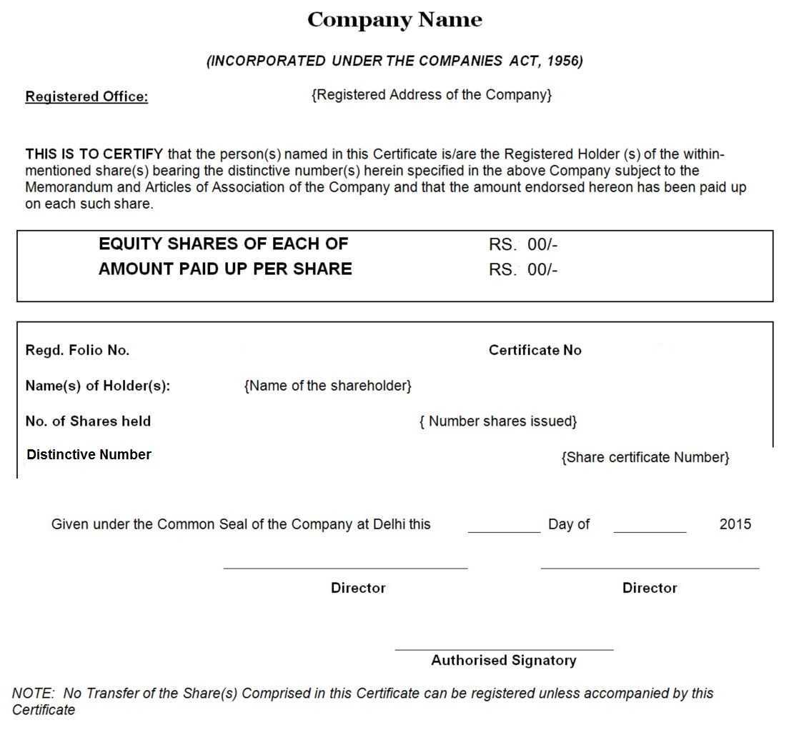 Difference Between Share Certificate And Share Warrant Intended For Template Of Share Certificate