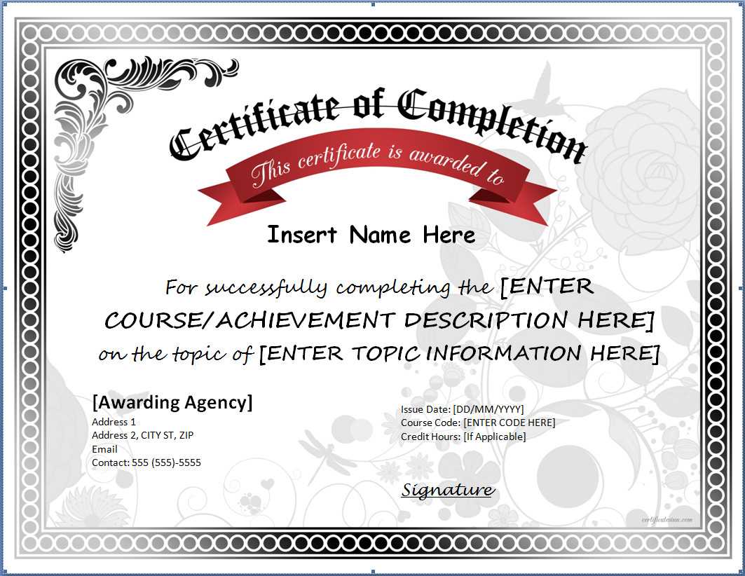 Different Kinds Of Certificate Of Completion Template #35 For Free Printable Certificate Of Achievement Template