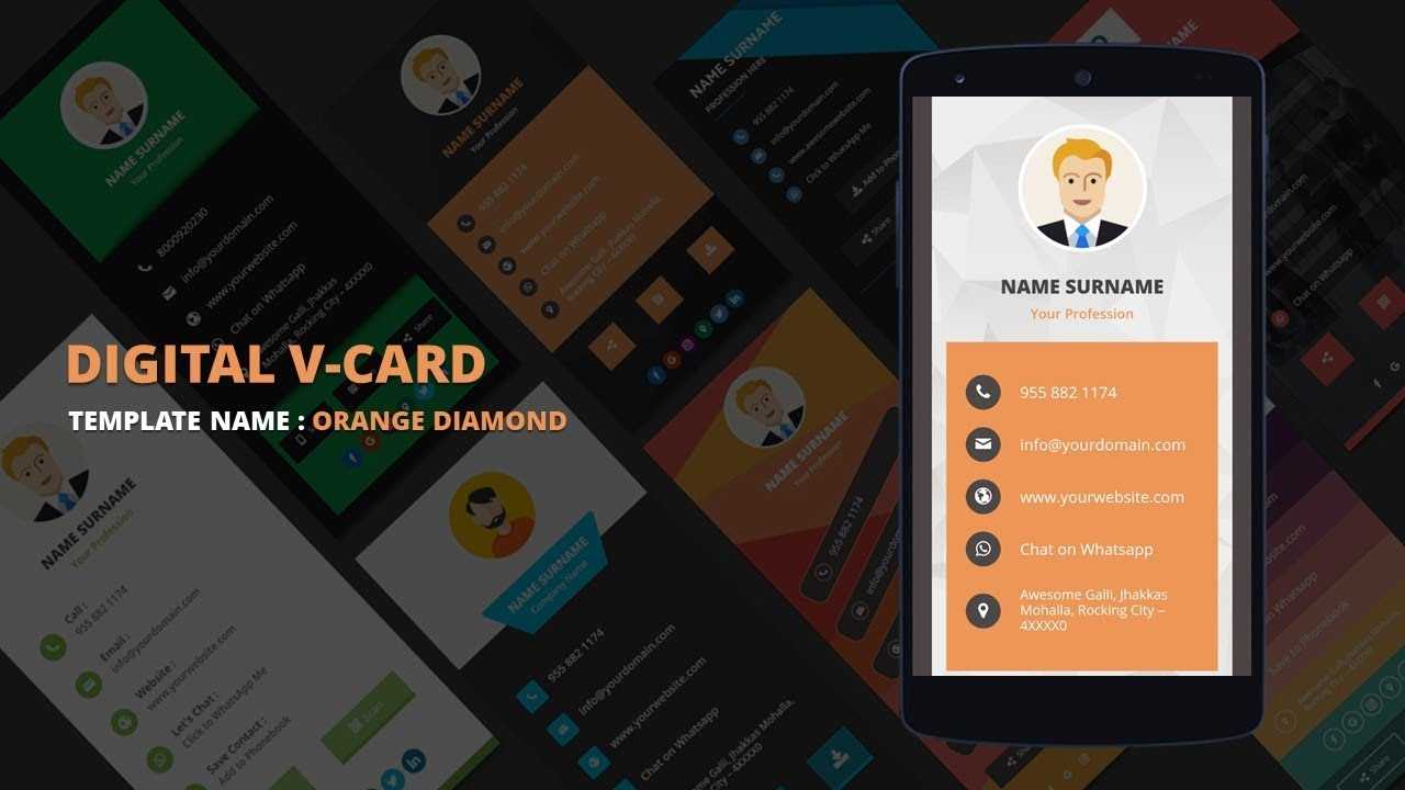 Digital Business Card Template | Digital Vcard Template – Orangediamond Throughout Call Card Templates