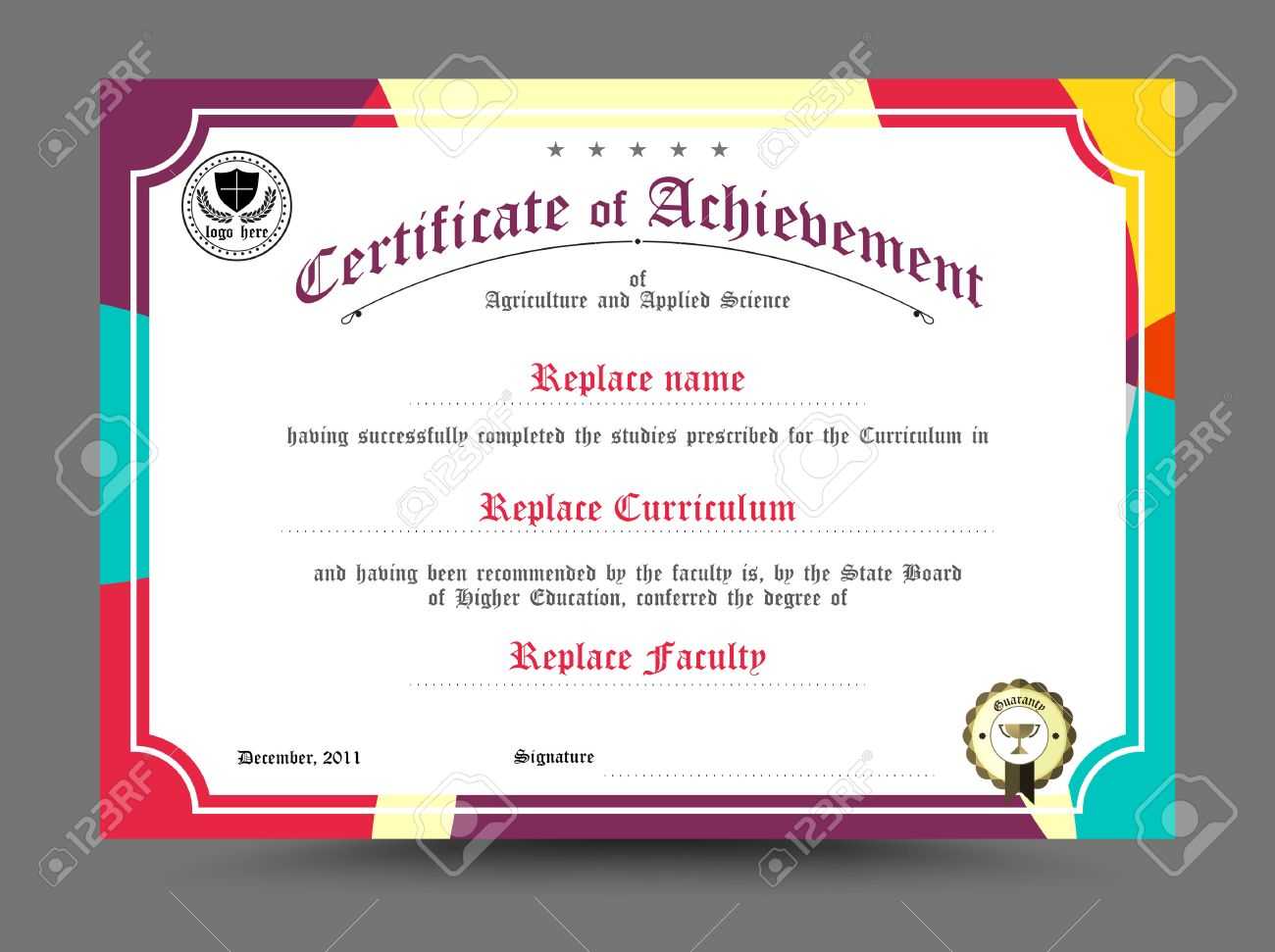 Diploma Certificate Template Design. Vector Illustration. Inside Design A Certificate Template