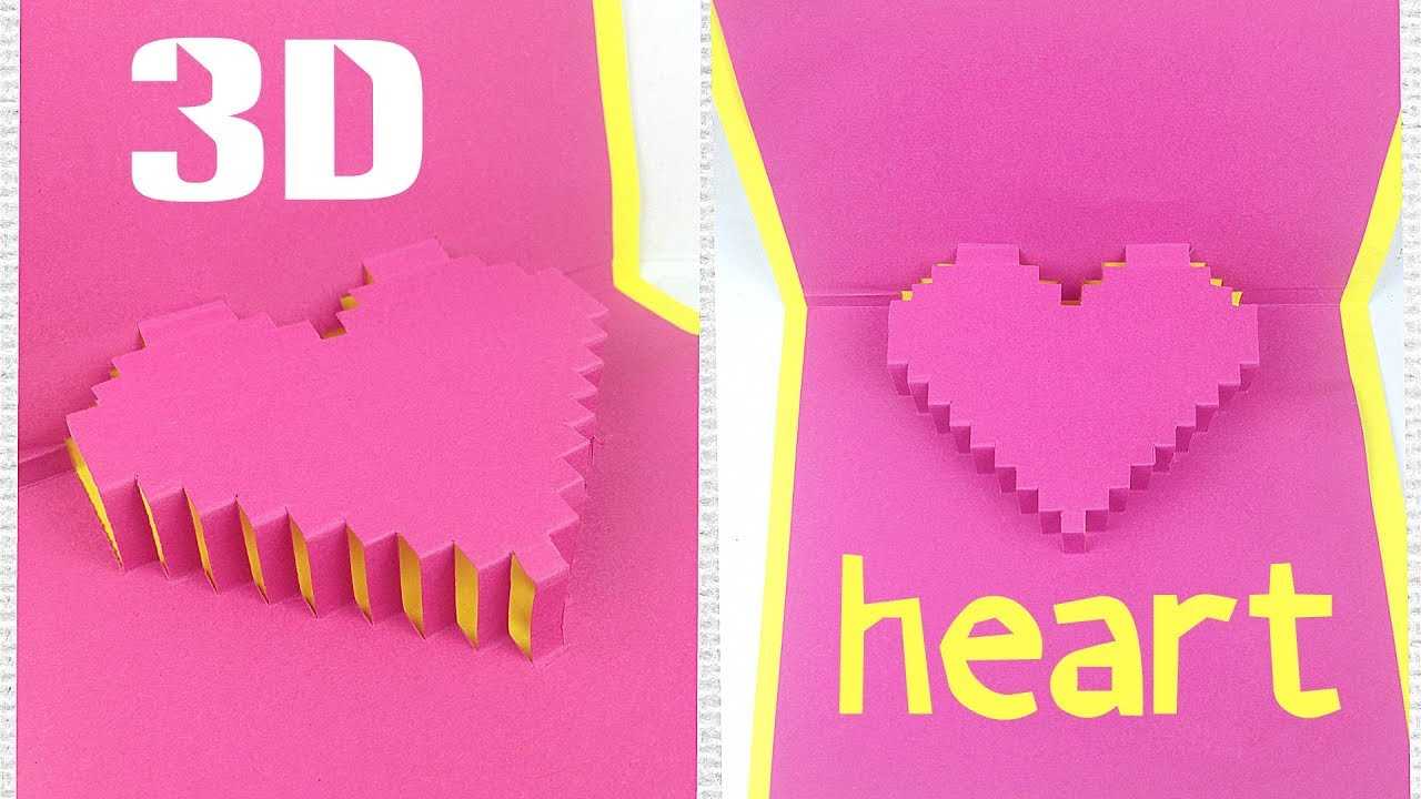 Diy 3D Heart Pop Up Card Tutorial Easy. Greeting Gift Card Love Design  Ideas For Boyfriend With Pixel Heart Pop Up Card Template