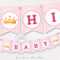 Diy Banner Pink Baby Shower Template, Editable Name Garland, Baby Girl  Shower Bunting, Printable Decoration, Digital Download Pertaining To Diy Baby Shower Banner Template