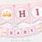 Diy Banner Pink Baby Shower Template, Editable Name Garland, Baby Girl  Shower Bunting, Printable Decoration, Digital Download Pertaining To Diy Baby Shower Banner Template