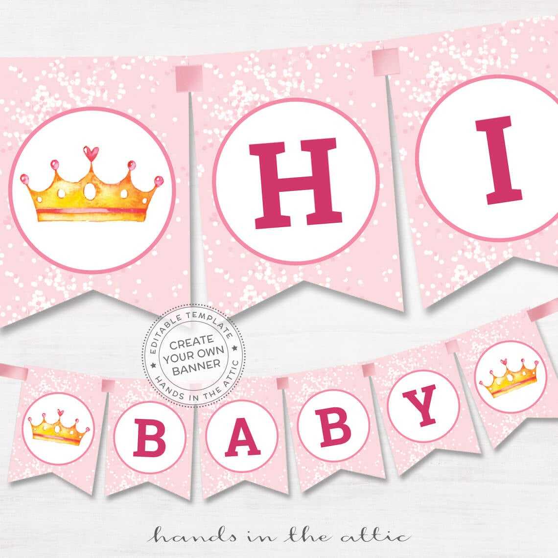 Diy Banner Pink Baby Shower Template, Editable Name Garland, Baby Girl  Shower Bunting, Printable Decoration, Digital Download Pertaining To Diy Baby Shower Banner Template