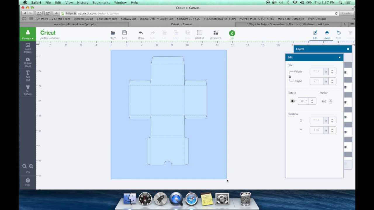 Diy Box Template For Cricut Design Space Within Card Box Template Generator