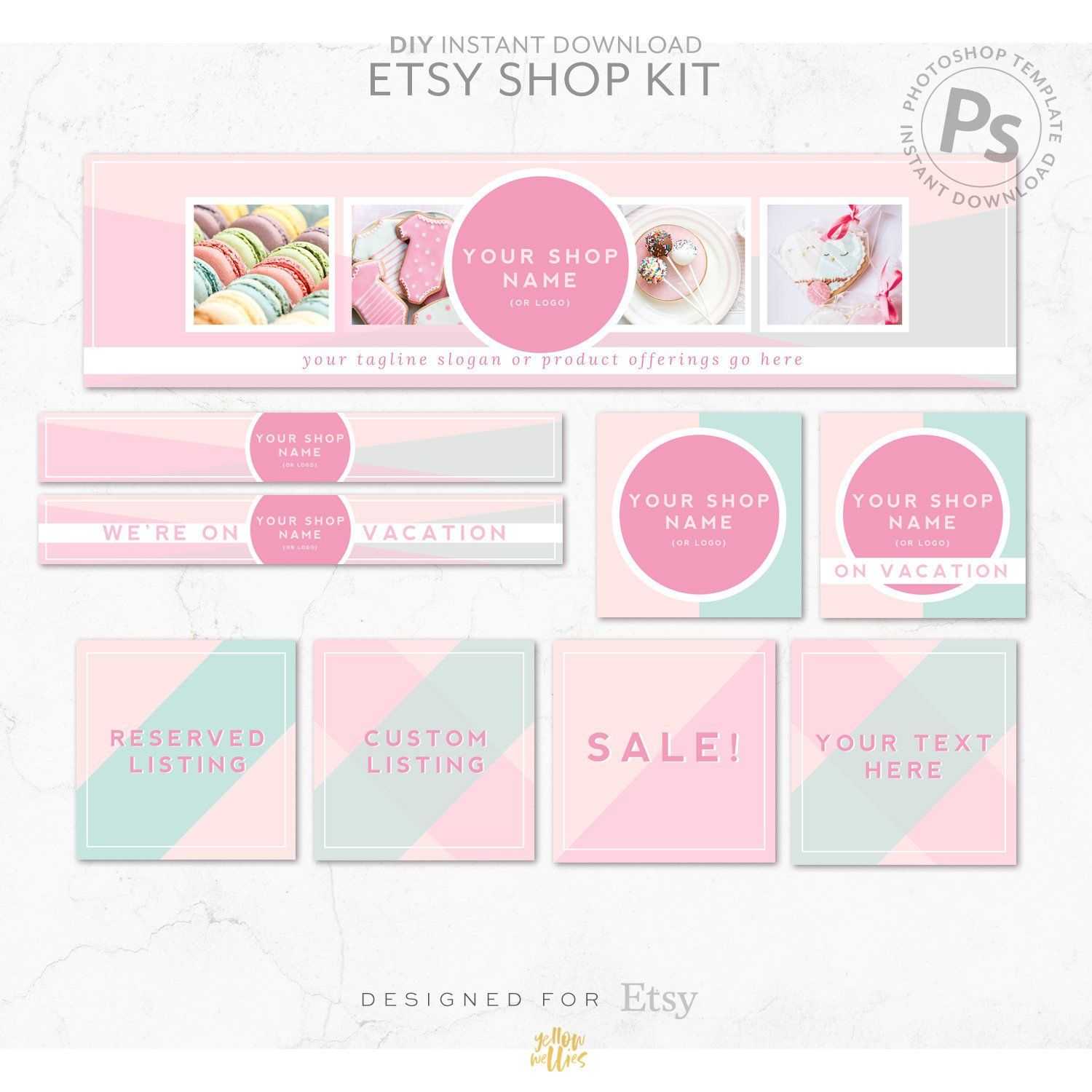 Diy Editable Etsy Shop Graphic Bundle Kit | Etsy Banner With Regard To Etsy Banner Template