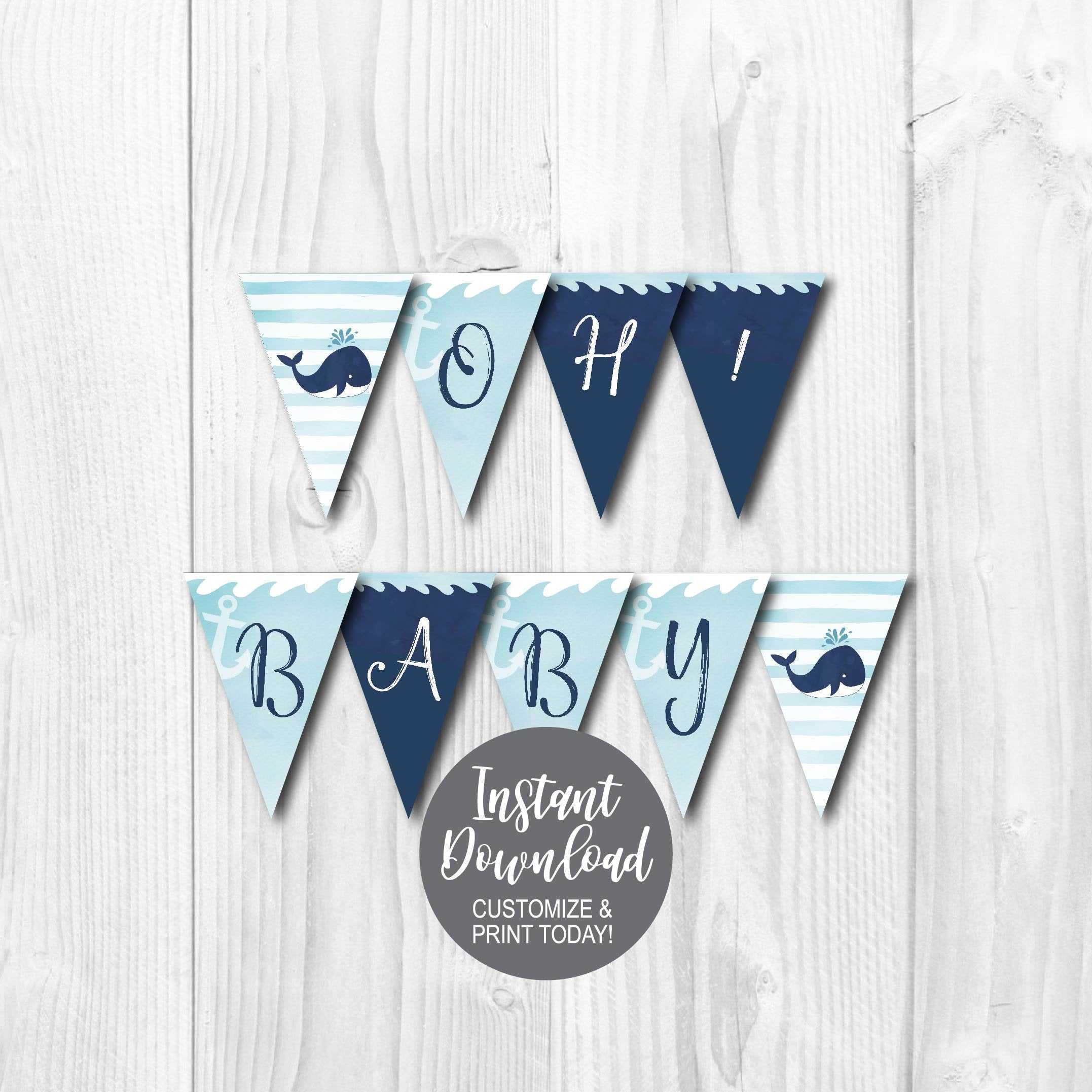 Diy Editable Yourself, Printable Banner Template, Baby Shower Banner  Printable, Baby Shower Banner Girl, Baby Shower Banner Boy, Pdf File Intended For Diy Baby Shower Banner Template