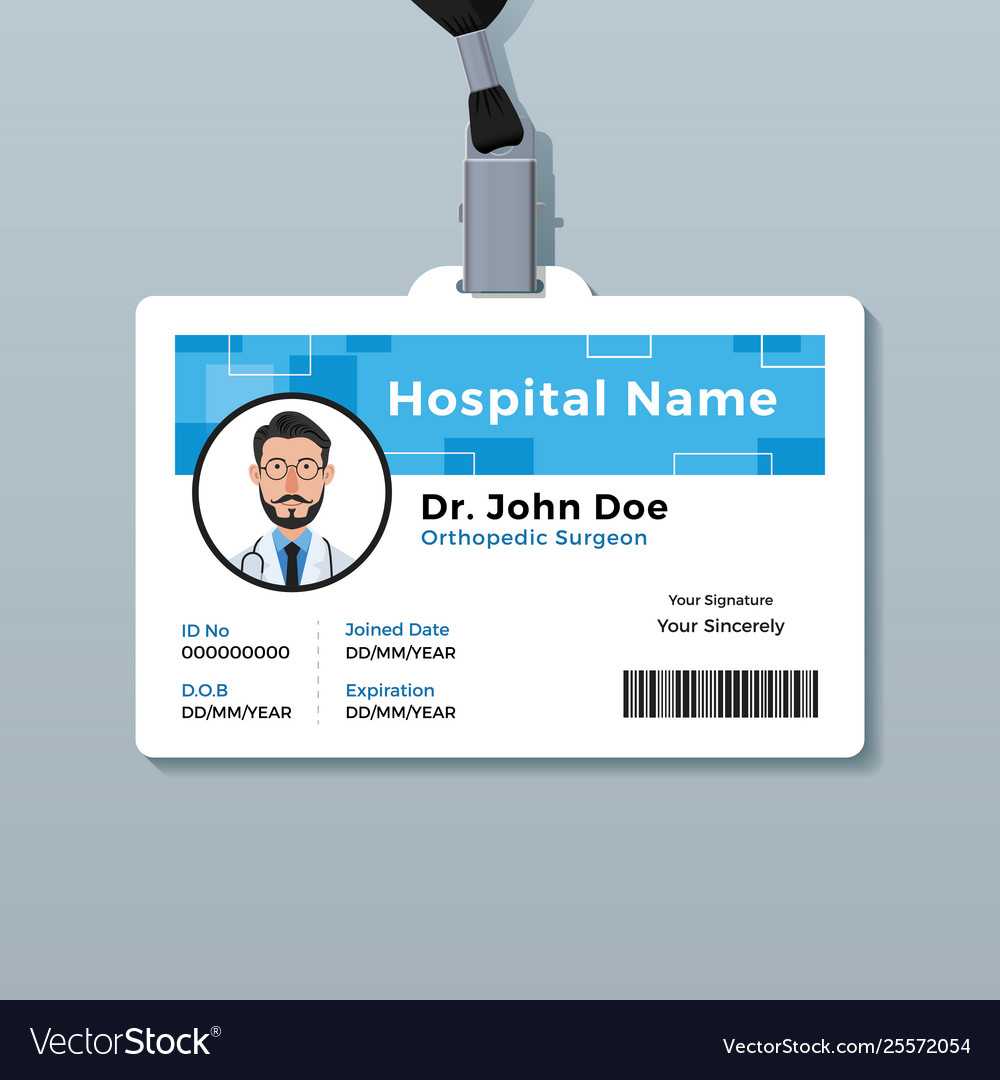 Doctor Id Badge Medical Identity Card Template Vector Image With Hospital Id Card Template