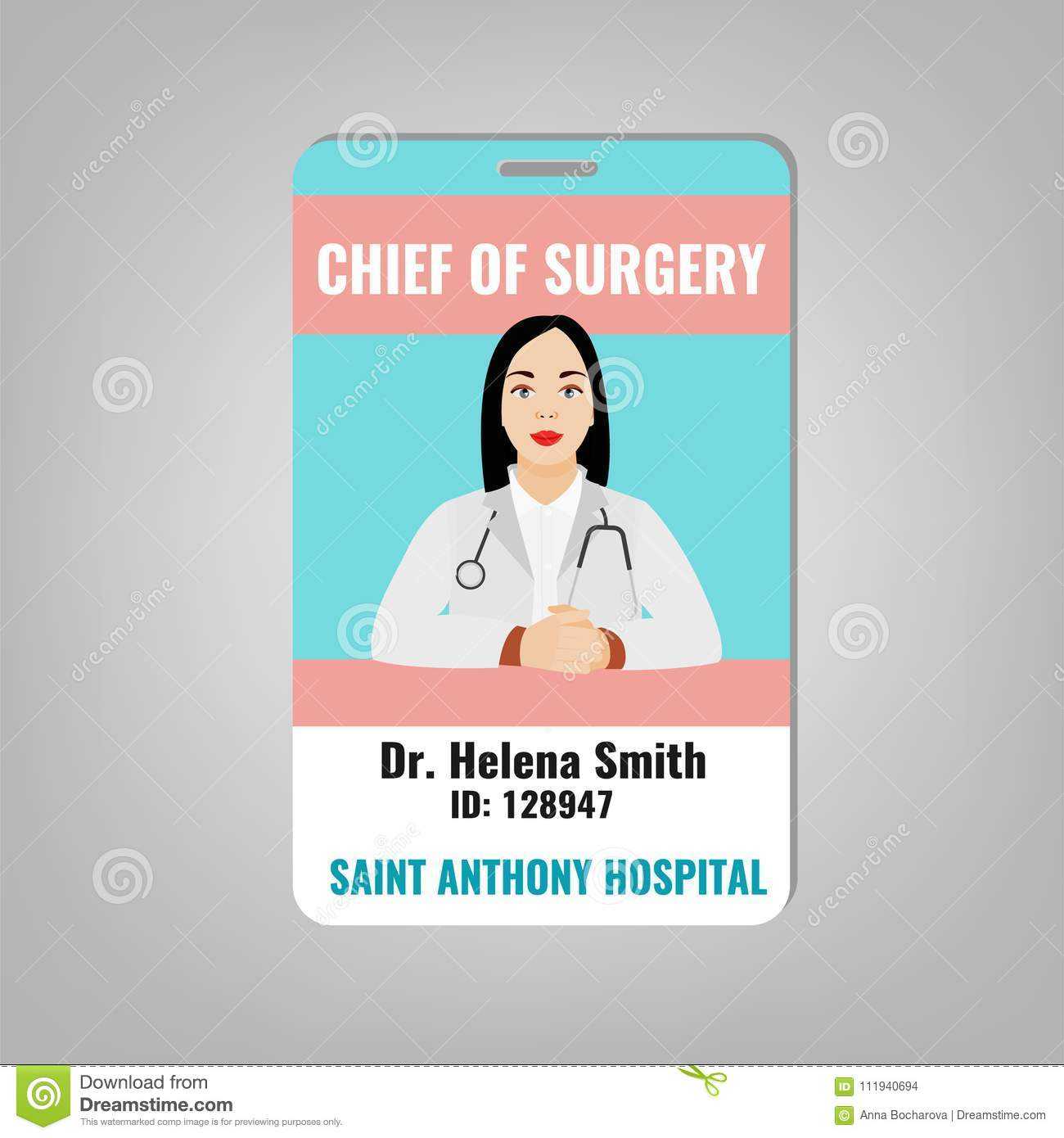 Doctor Id Card Stock Vector. Illustration Of Doctor – 111940694 Inside Doctor Id Card Template