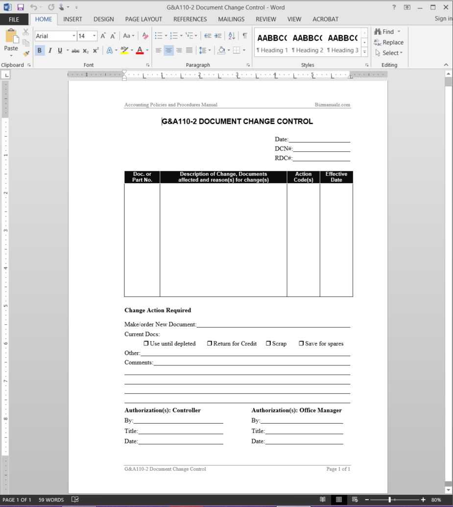 Document Change Control Report Template | G&a110 2 Intended For Word Document Report Templates