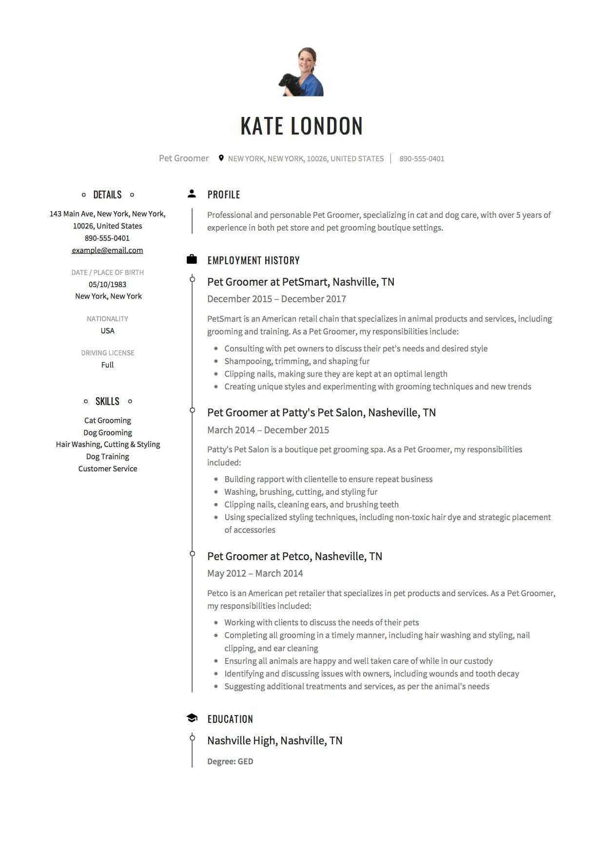 Dog Groomer Resume 161738 12 Pet Groomer Resume Sample S For Dog Grooming Record Card Template