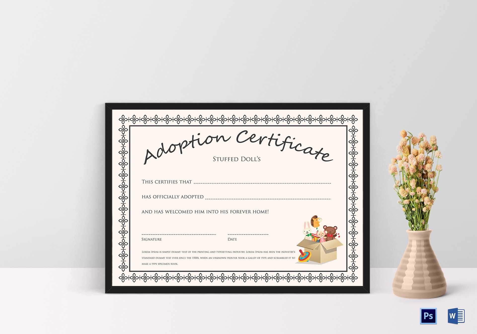 Doll Adoption Certificate Template Inside Adoption Certificate Template