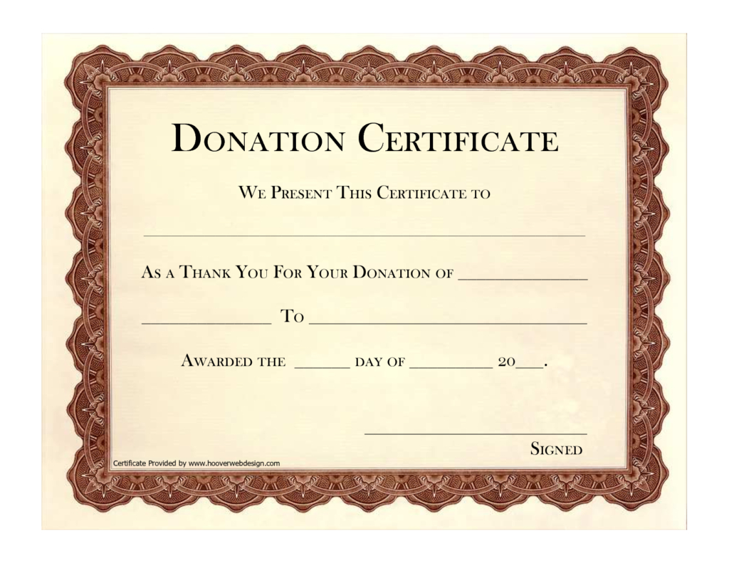 Donation Certificate Template | Certificate Templates Within Present Certificate Templates