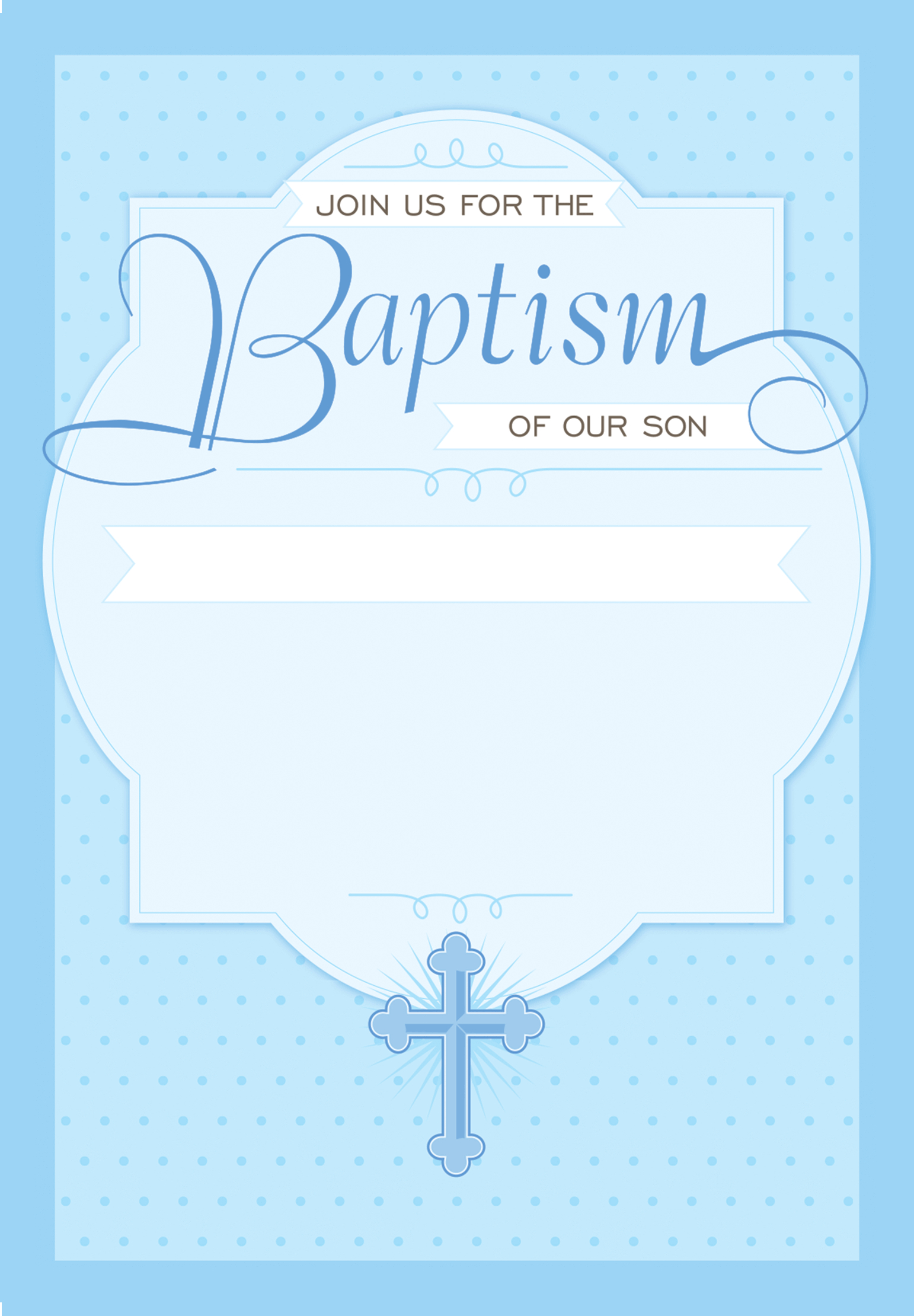 Dotted Blue - Baptism & Christening Invitation Template With Regard To Christening Banner Template Free
