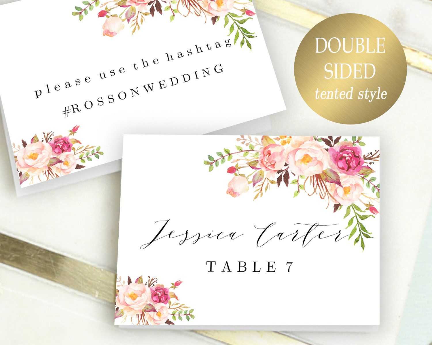 Double Sided Place Cards Printable Place Card Template Regarding Table Name Card Template