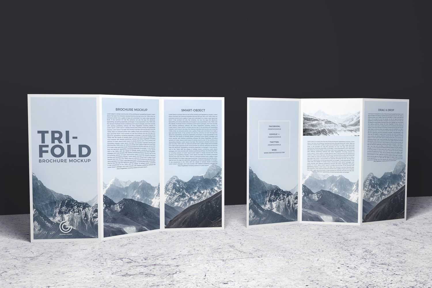 Double Sided Tri Fold Brochure Psd Mockup | Brochure Mockups With Regard To Double Sided Tri Fold Brochure Template