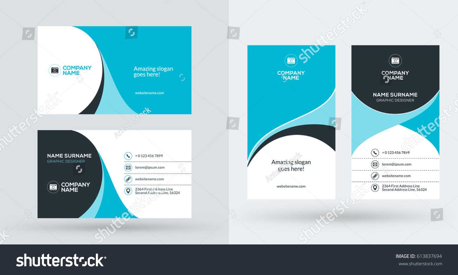 Doublesided Creative Business Card Template Portrait Stock Pertaining To Portrait Id Card Template