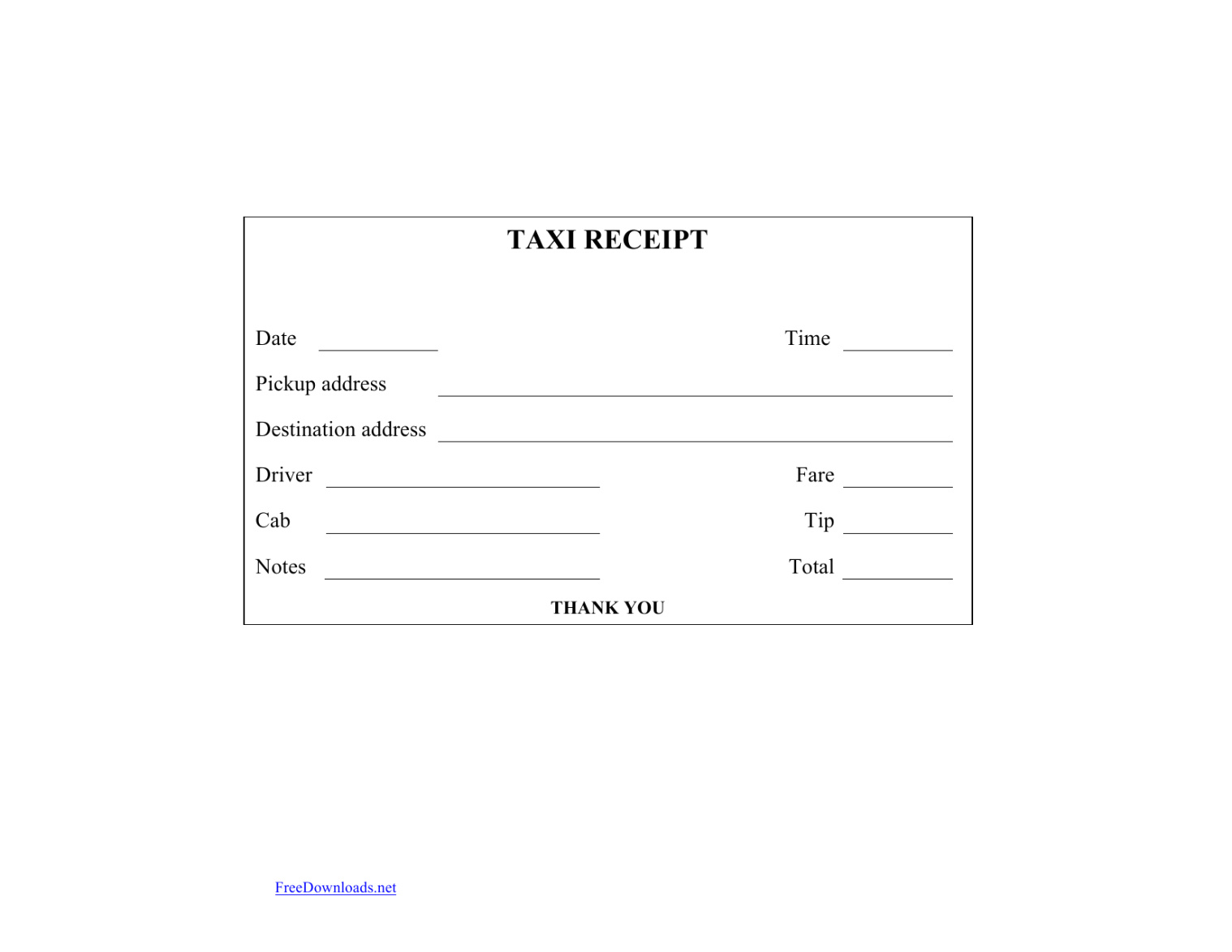 Download Blank Printable Taxi Cab Receipt Template Excel For Blank Taxi Receipt Template