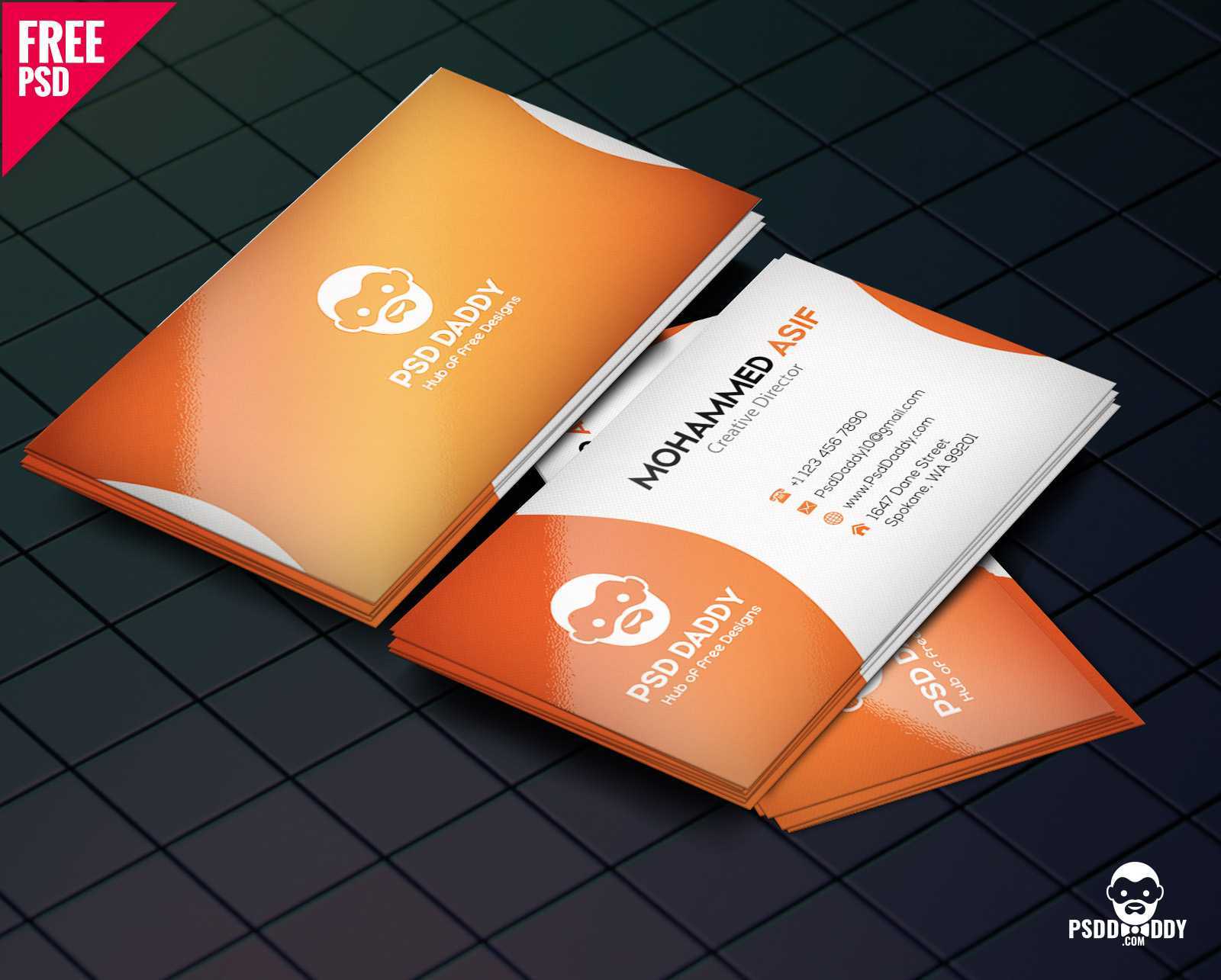 Download] Business Card Design Psd Free | Psddaddy Regarding Free Psd Visiting Card Templates Download