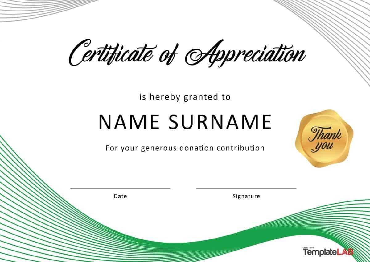 Download Certificate Of Appreciation For Donation 01 Pertaining To Donation Certificate Template