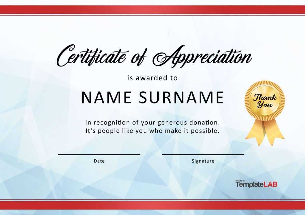 Download Certificate Of Appreciation For Donation 03 Intended For Thanks Certificate Template