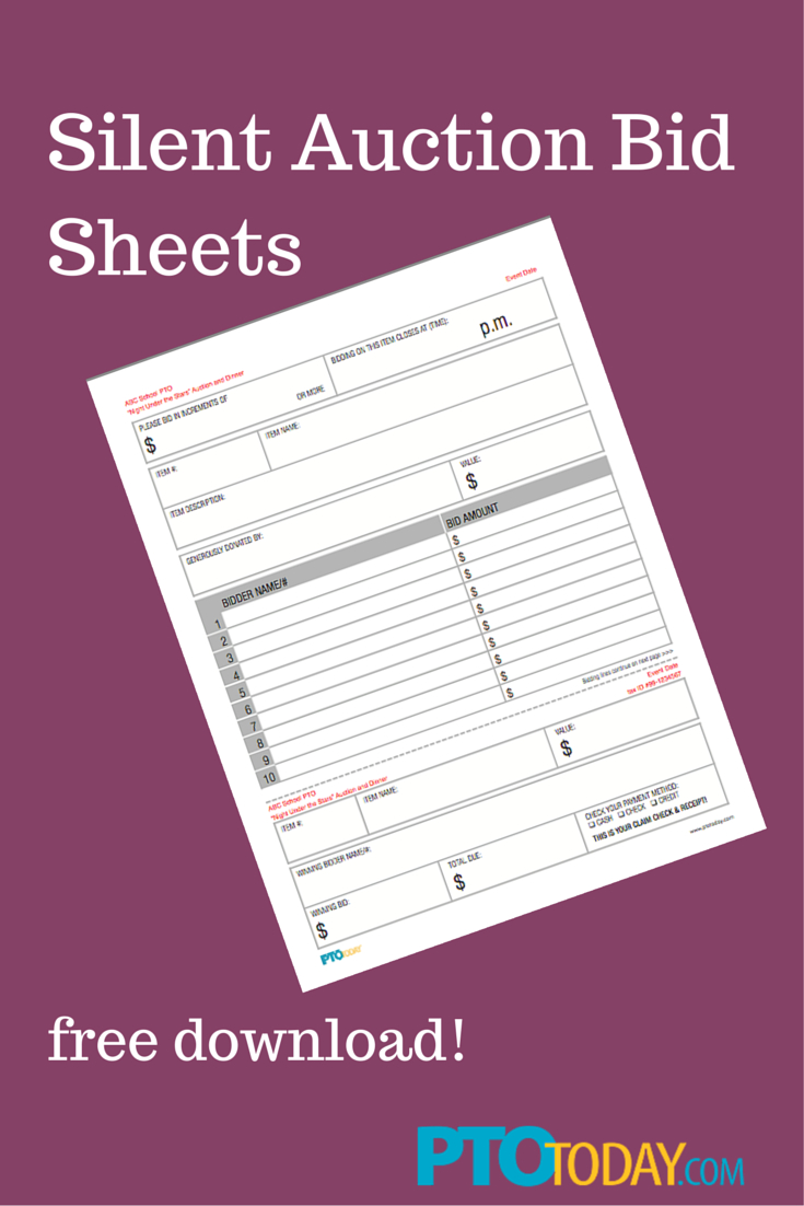 Download Our Free Bid Sheets For Your Upcoming Auction In Auction Bid Cards Template