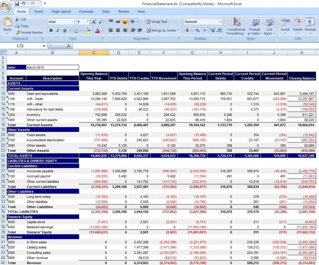 personal financial statement template excel free download