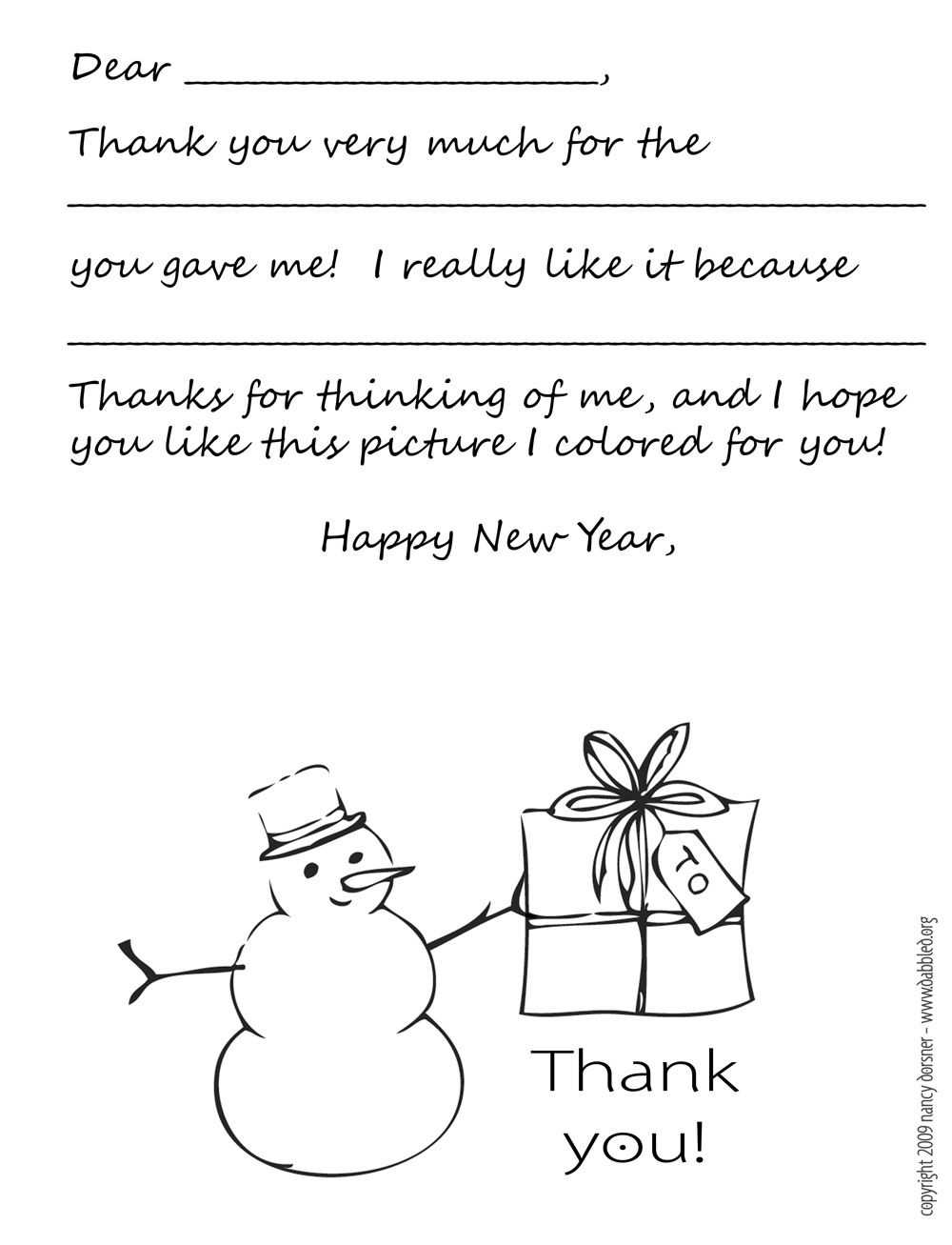 Download: Printable Holiday Thank You Note Template For Kids For Thank You Note Cards Template
