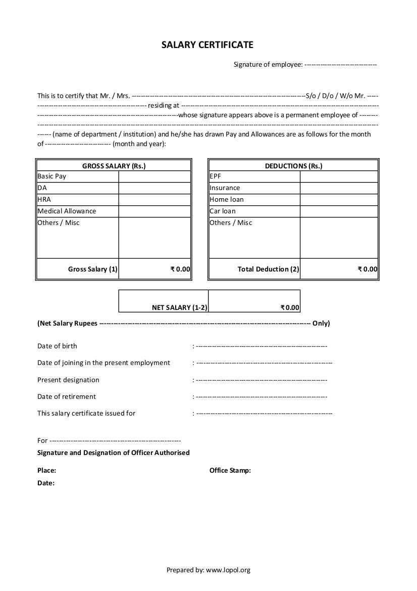 Download Salary Certificate Formats – Word, Excel And Pdf For Construction Payment Certificate Template