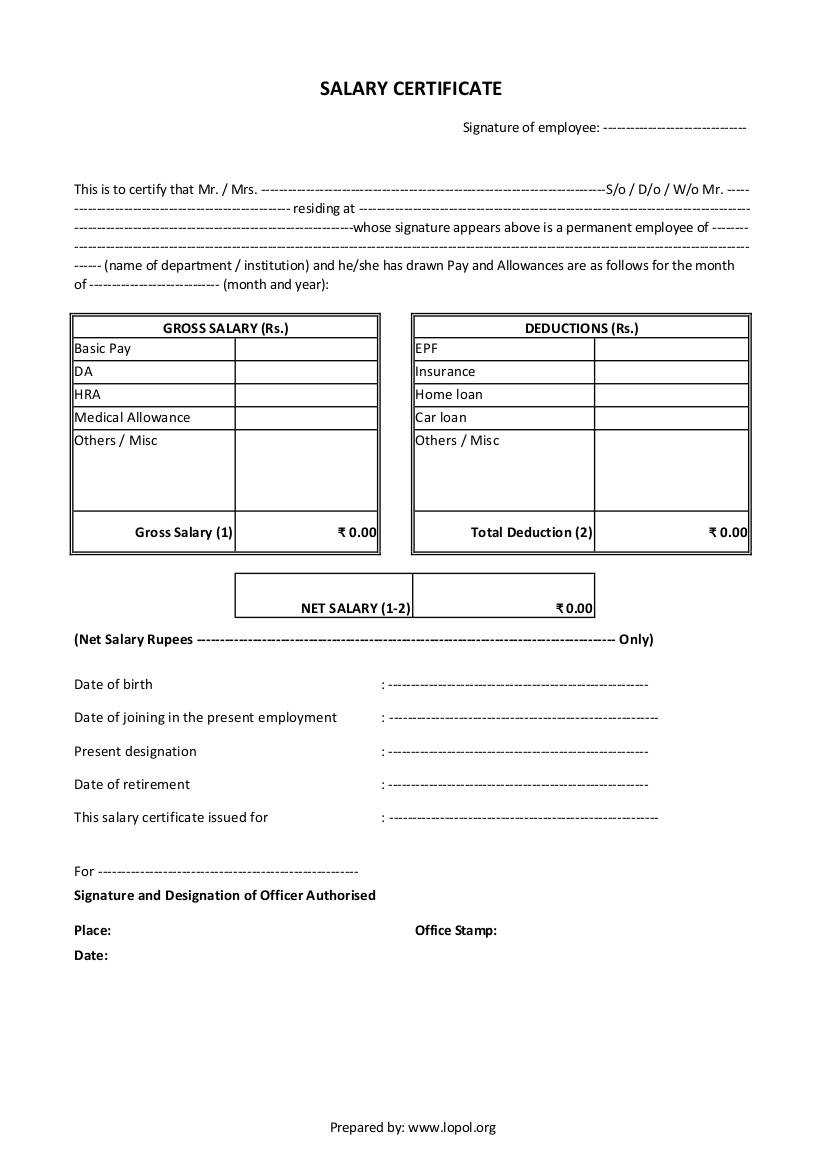 Download Salary Certificate Formats – Word, Excel And Pdf With Regard To Certificate Of Payment Template