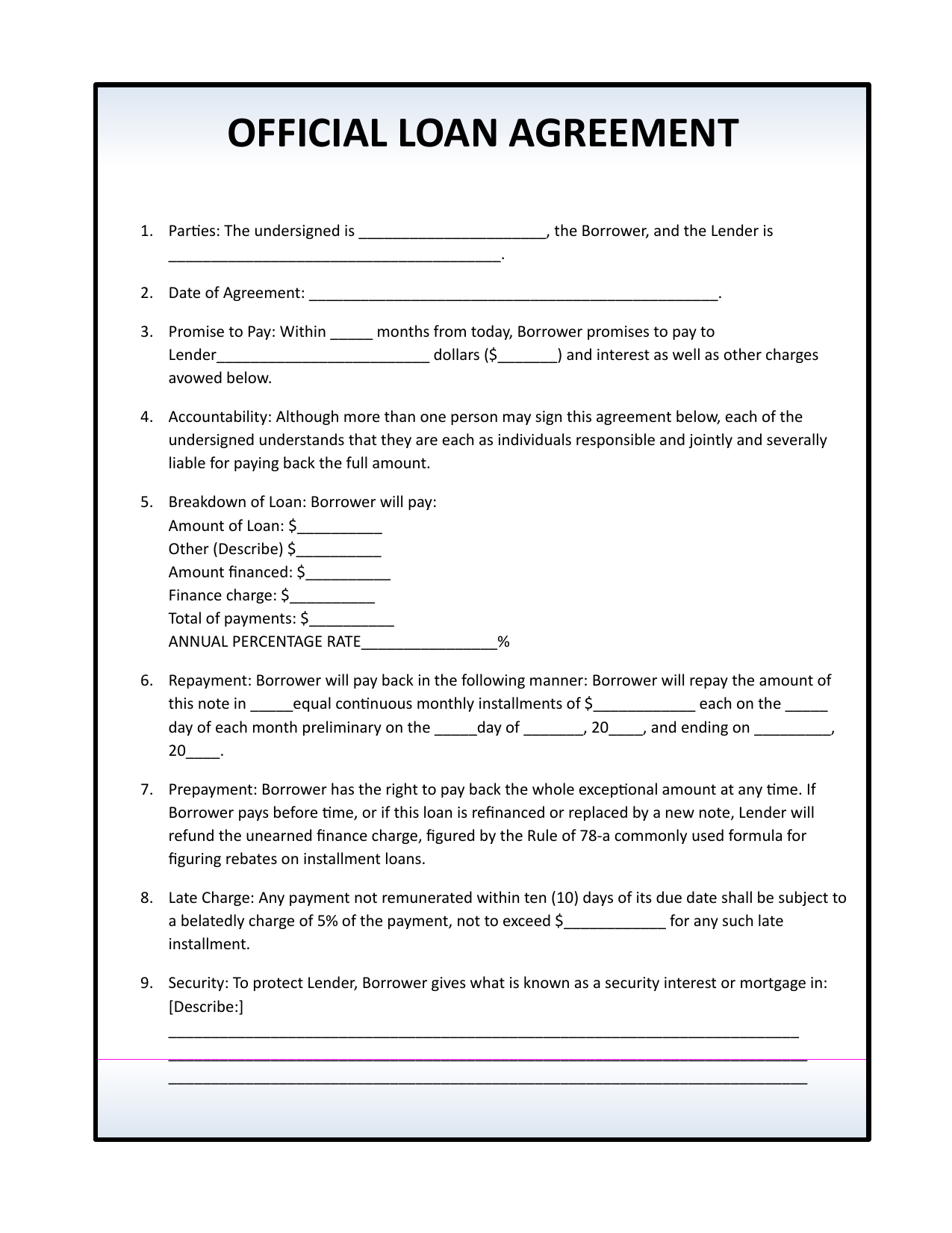 Download Simple Loan Agreement Template | Pdf | Rtf | Word For Blank Loan Agreement Template