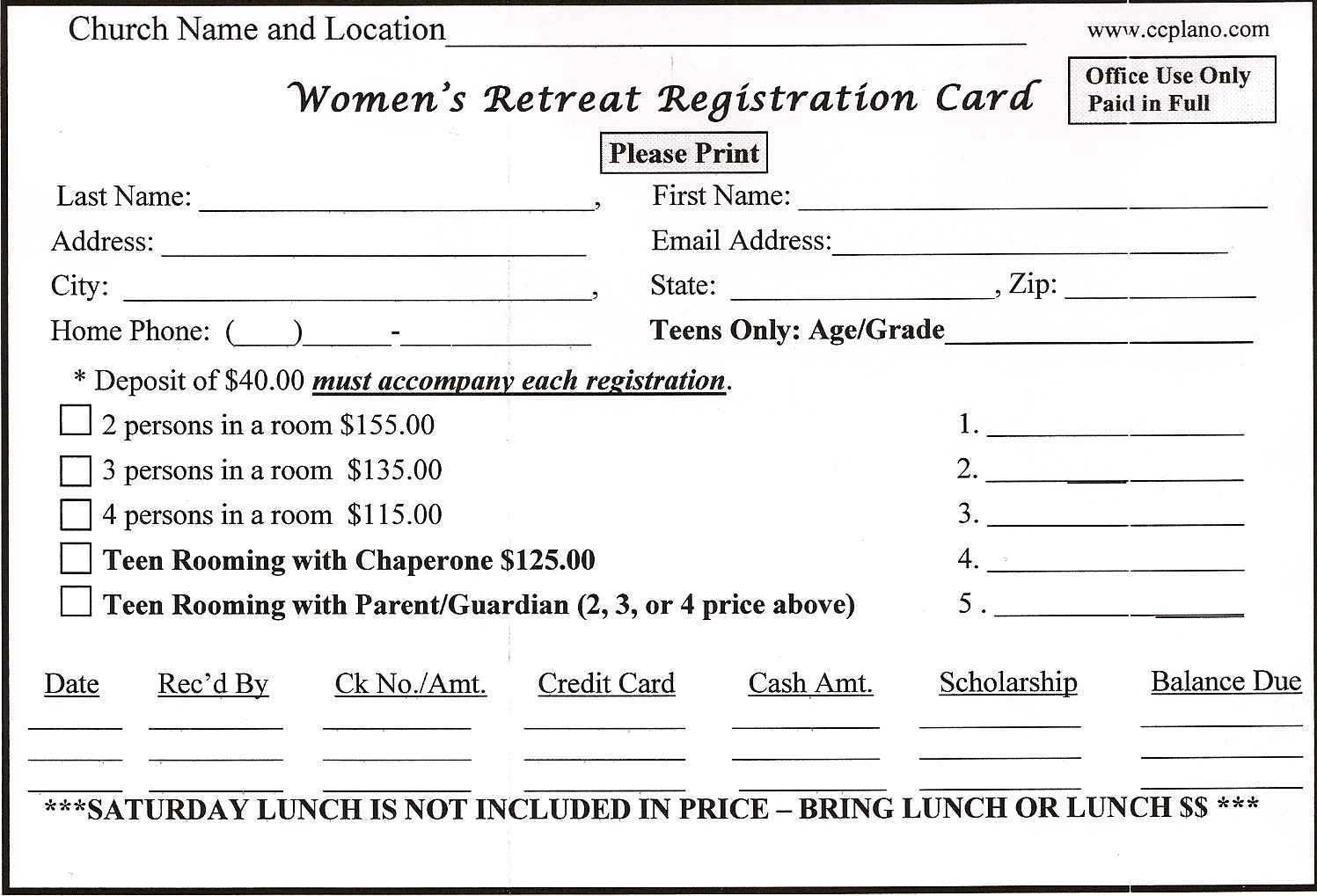 Downloadable Forms – Retreat In A Bag Pertaining To Church Visitor Card Template Word